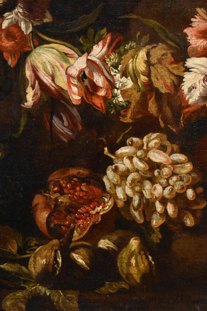 Natura morta con festone di fiori e frutta, Aniello Ascione (Napoli, notizie dal 1680 al 1708)-photo-4