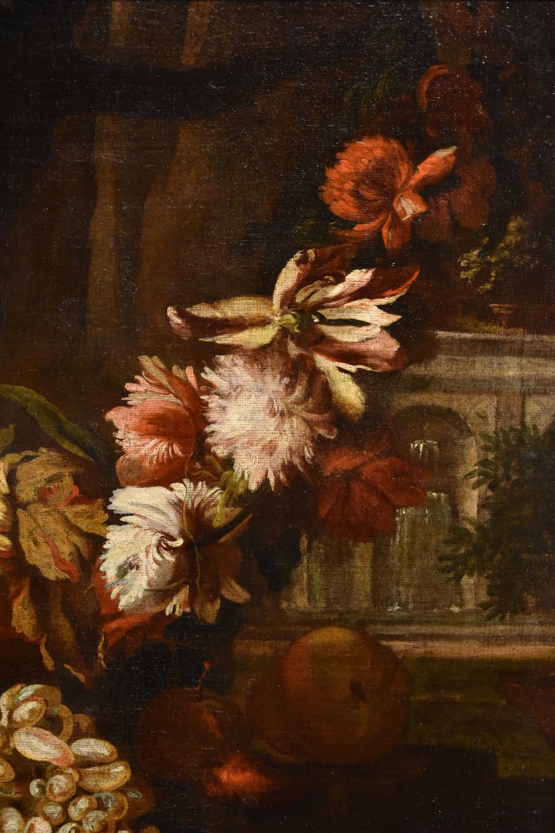Natura morta con festone di fiori e frutta, Aniello Ascione (Napoli, notizie dal 1680 al 1708)-photo-5