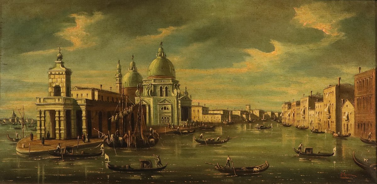 Veduta di Venezia con l'ingresso al Canal Grande, F. Guarana (firmato in basso a destra)-photo-2