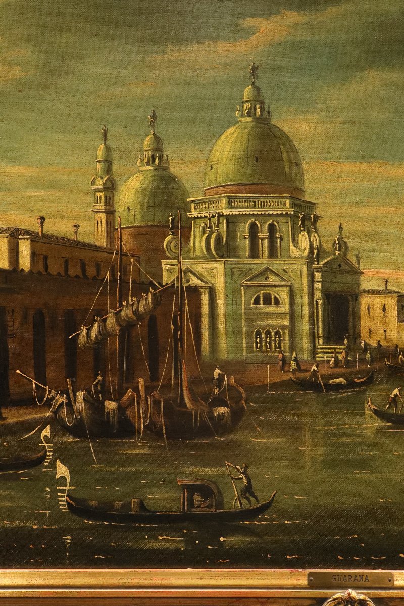 Veduta di Venezia con l'ingresso al Canal Grande, F. Guarana (firmato in basso a destra)-photo-4