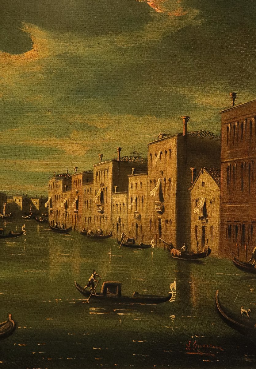 Veduta di Venezia con l'ingresso al Canal Grande, F. Guarana (firmato in basso a destra)-photo-3