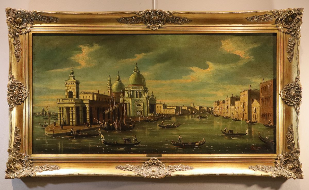 Veduta di Venezia con l'ingresso al Canal Grande, F. Guarana (firmato in basso a destra)