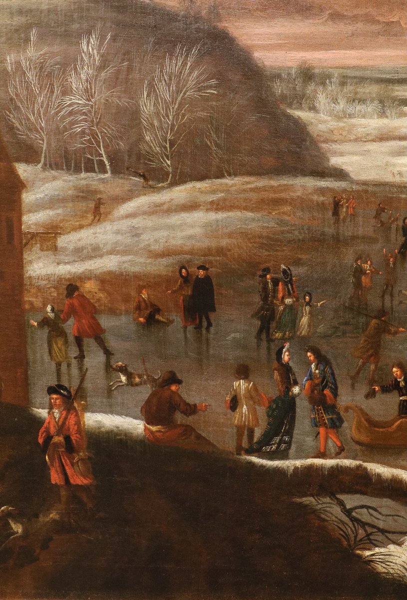 Paesaggio invernale con lago ghiacciato e pattinatori, Joseph van Bredael (1688 –1739)-photo-1