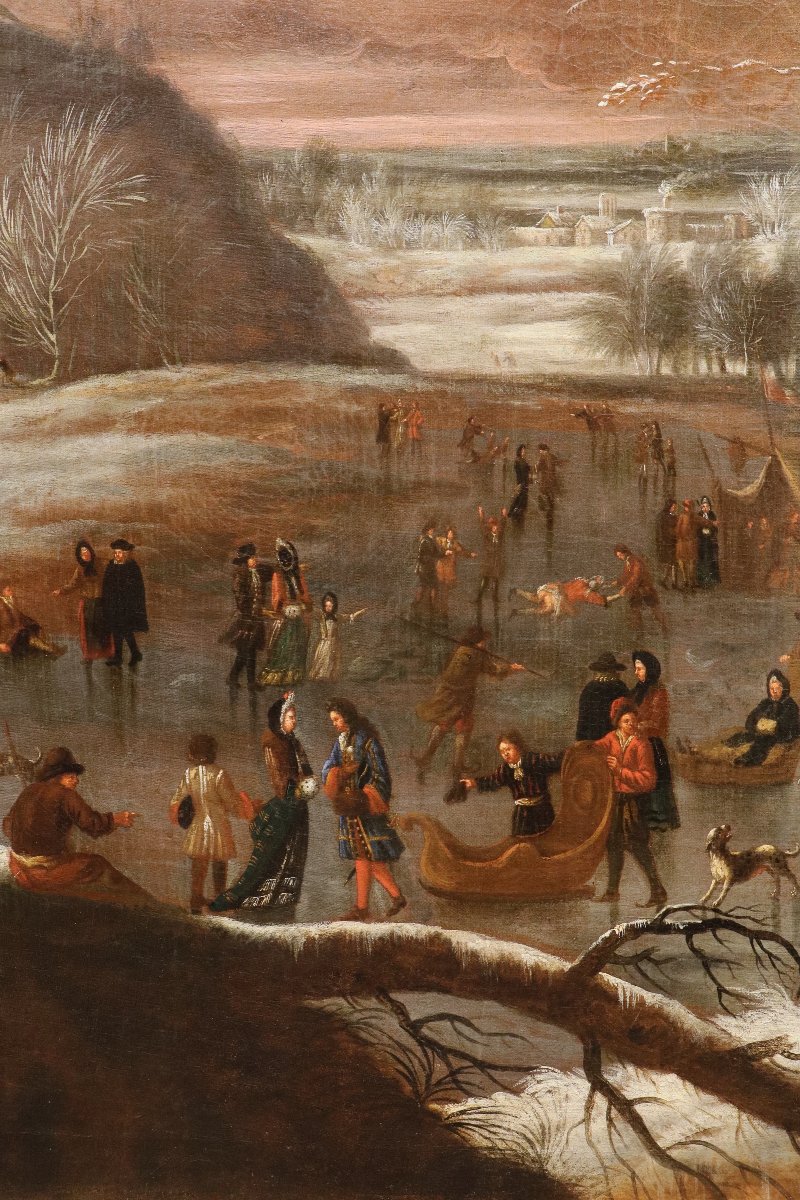 Paesaggio invernale con lago ghiacciato e pattinatori, Joseph van Bredael (1688 –1739)-photo-7