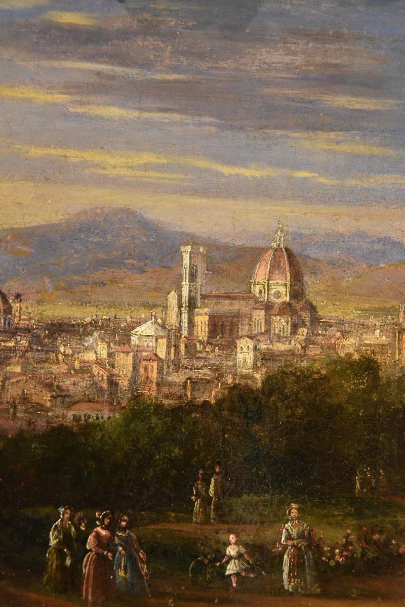 Pittore vedutista del XVIII-XIX secolo, Veduta panoramica di Firenze-photo-3