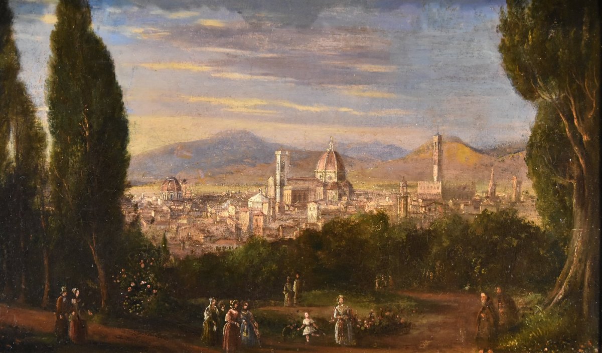 Pittore vedutista del XVIII-XIX secolo, Veduta panoramica di Firenze-photo-5