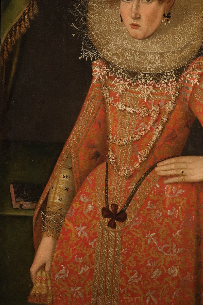 Ritratto di nobildonna, Alonso Sanchez Coello (Valencia, 1531 – Madrid, 1588) Bottega di-photo-3