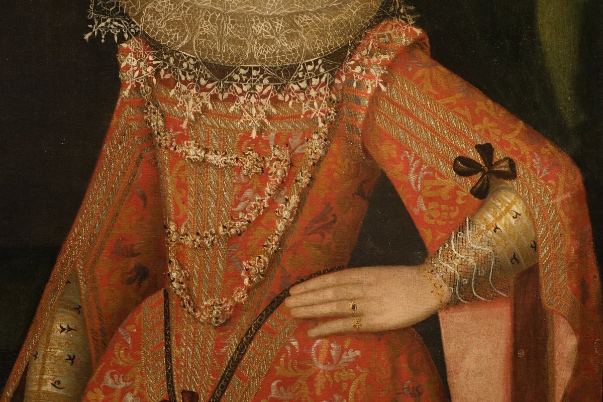 Ritratto di nobildonna, Alonso Sanchez Coello (Valencia, 1531 – Madrid, 1588) Bottega di-photo-5