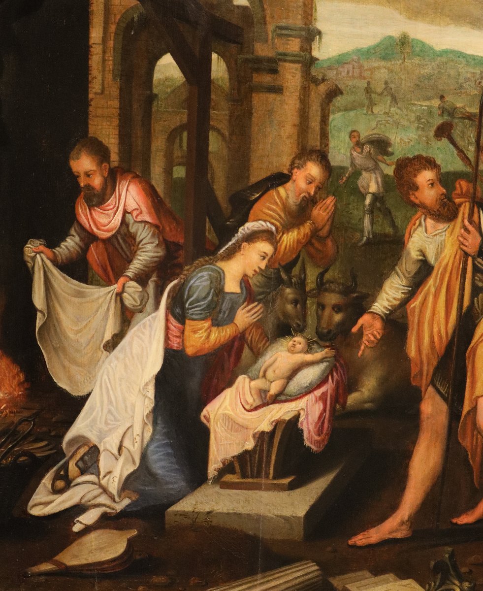 L’adorazione dei pastori, Pieter Pourbus (Gouda 1523 – Bruges 1584) Cerchia-photo-6