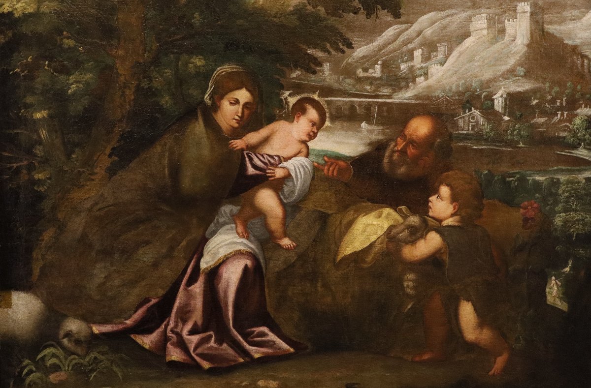 Sacra Famiglia, Scuola di Tiziano Vecellio (Pieve di Cadore, 1490 - Venezia, -photo-3