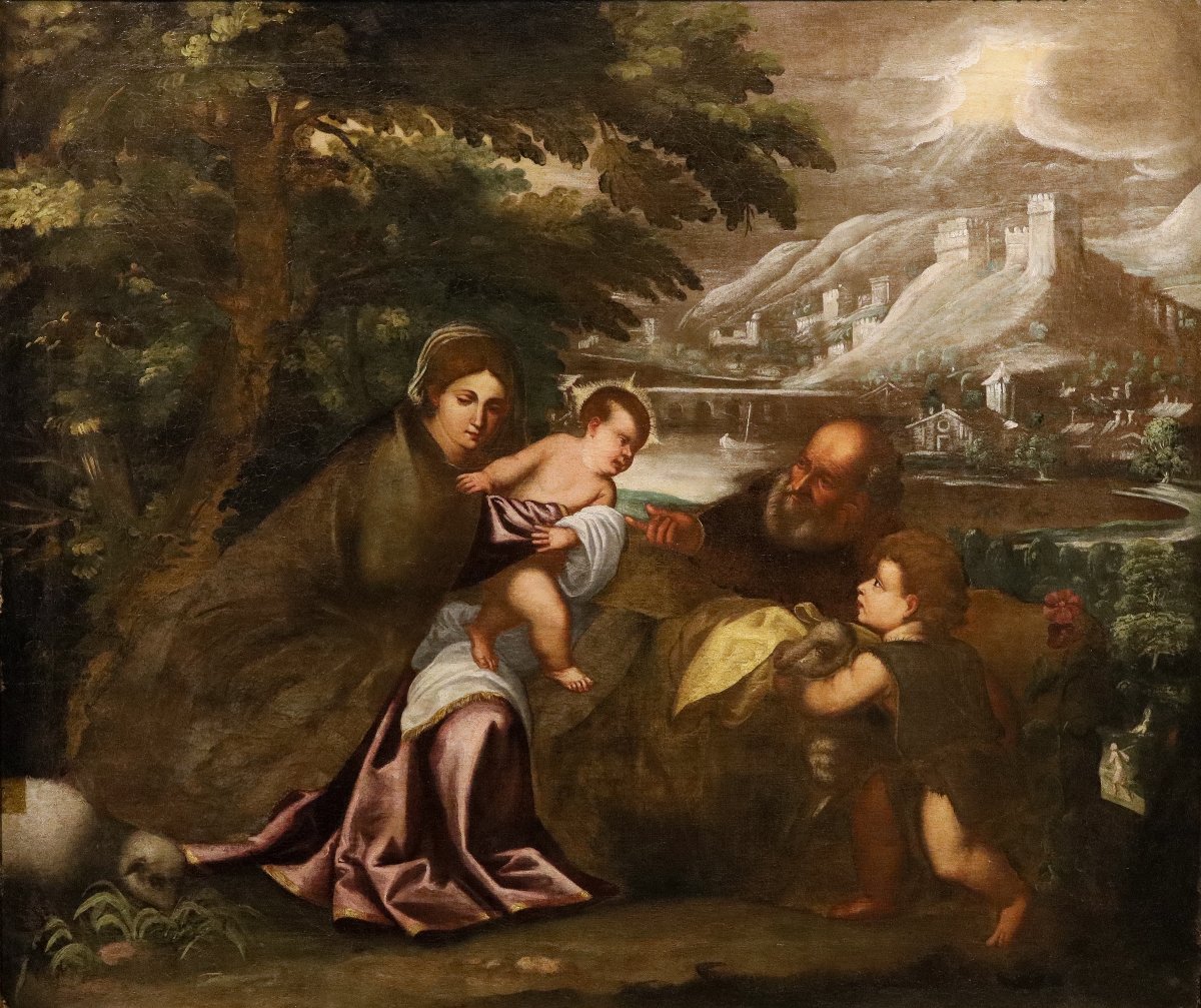 Sacra Famiglia, Scuola di Tiziano Vecellio (Pieve di Cadore, 1490 - Venezia, 