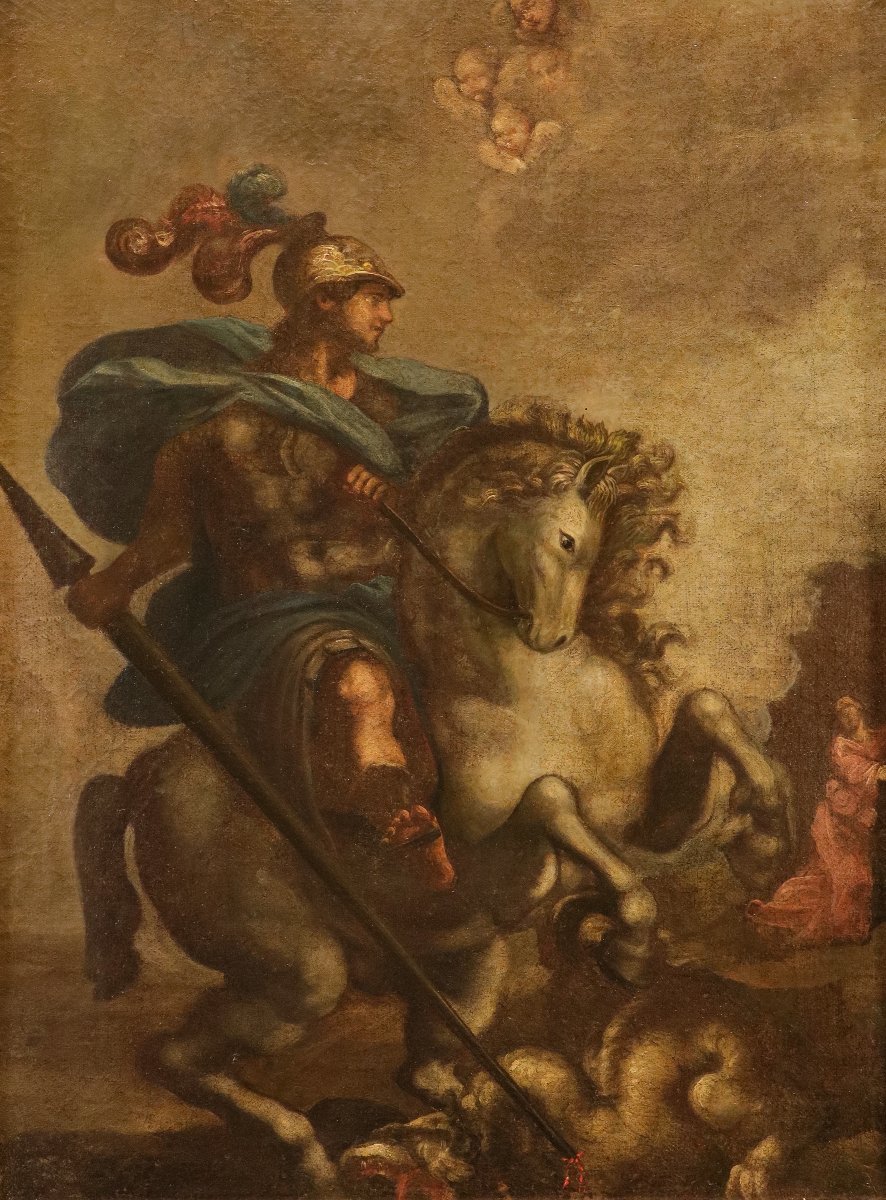 San Giorgio e il Drago, Scuola toscana XVII - XVIII secolo-photo-2