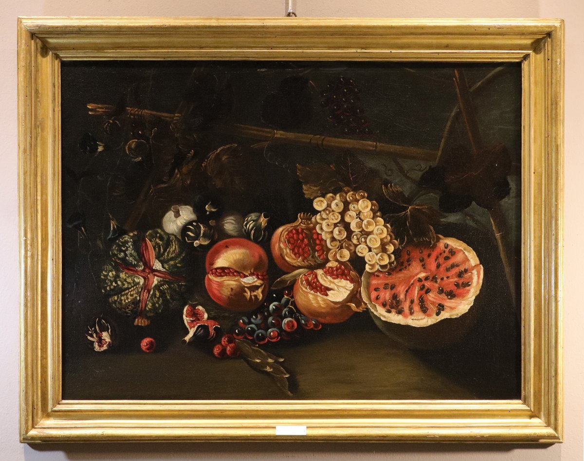 Natura morta con frutta, Michele Pace, detto Michelangelo del Campidoglio (Roma, 1625 - 1669)