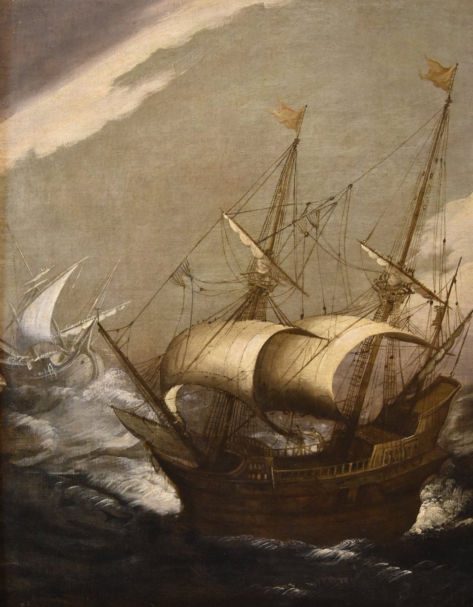 Marina in tempesta con vascelli, Jan Porcellis (Gand 1584 c. -1632)-photo-3