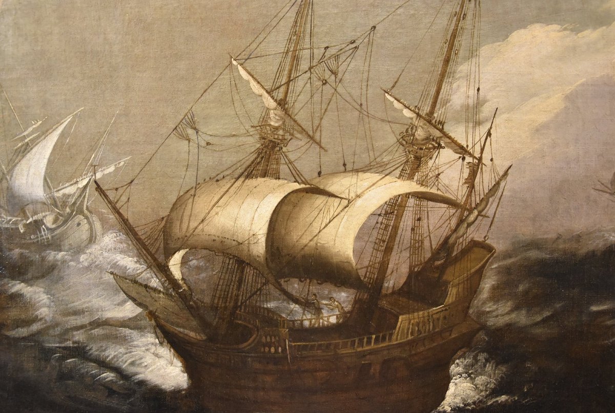 Marina in tempesta con vascelli, Jan Porcellis (Gand 1584 c. -1632)-photo-3