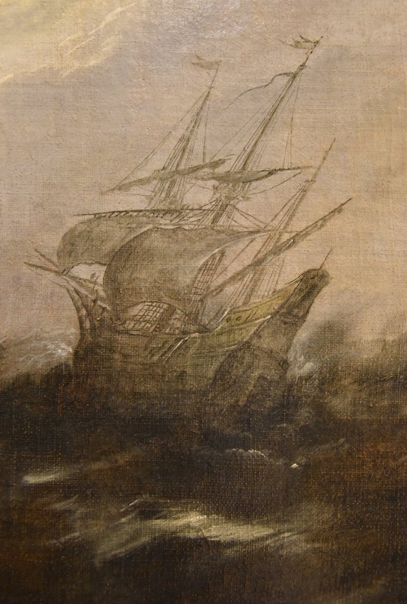Marina in tempesta con vascelli, Jan Porcellis (Gand 1584 c. -1632)-photo-5