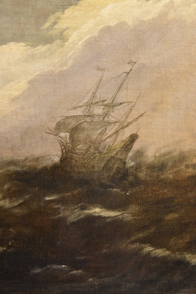 Marina in tempesta con vascelli, Jan Porcellis (Gand 1584 c. -1632)-photo-6