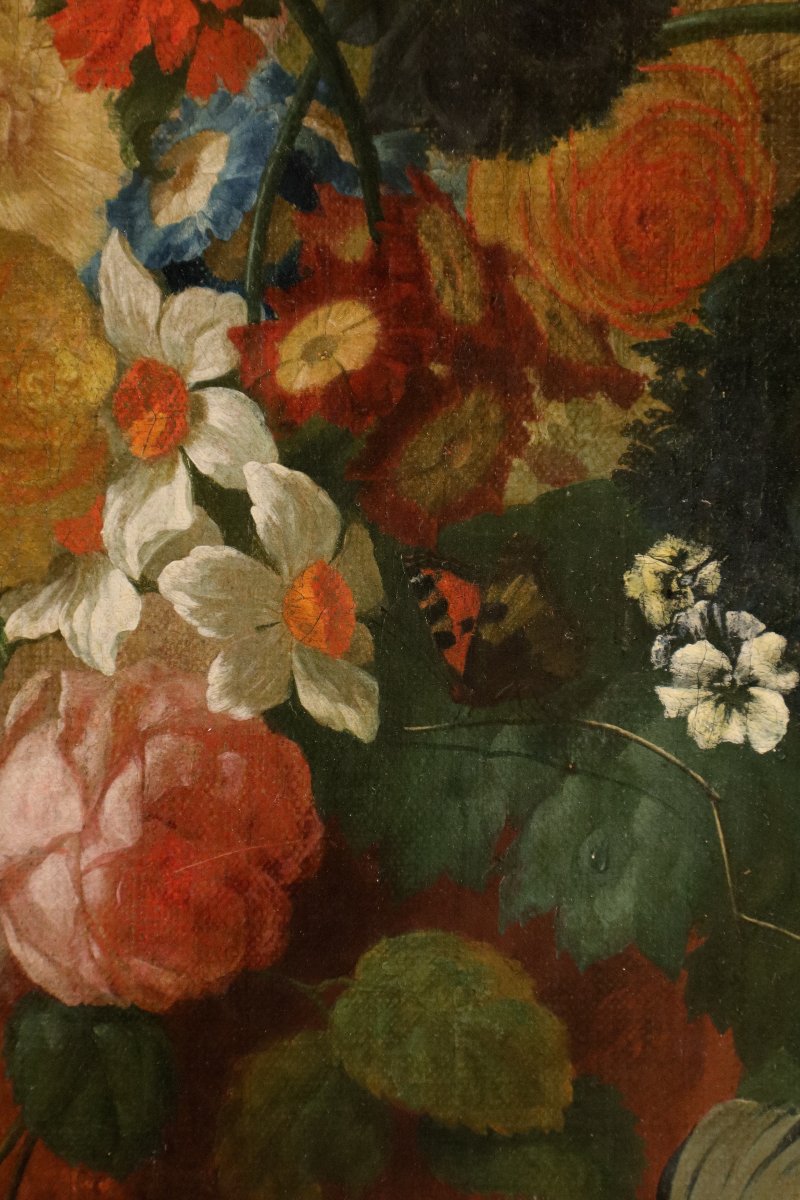 Vaso di fiori con farfalle in una nicchia, Jan Van Huysum (Amsterdam 1682 - 1749)-photo-3