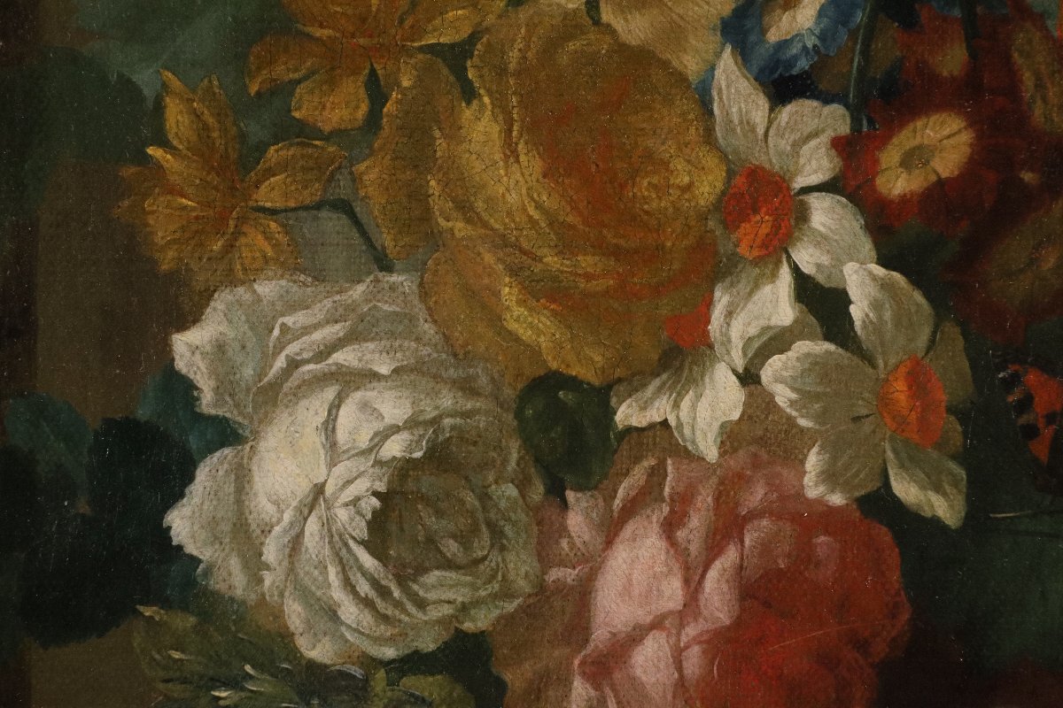 Vaso di fiori con farfalle in una nicchia, Jan Van Huysum (Amsterdam 1682 - 1749)-photo-4