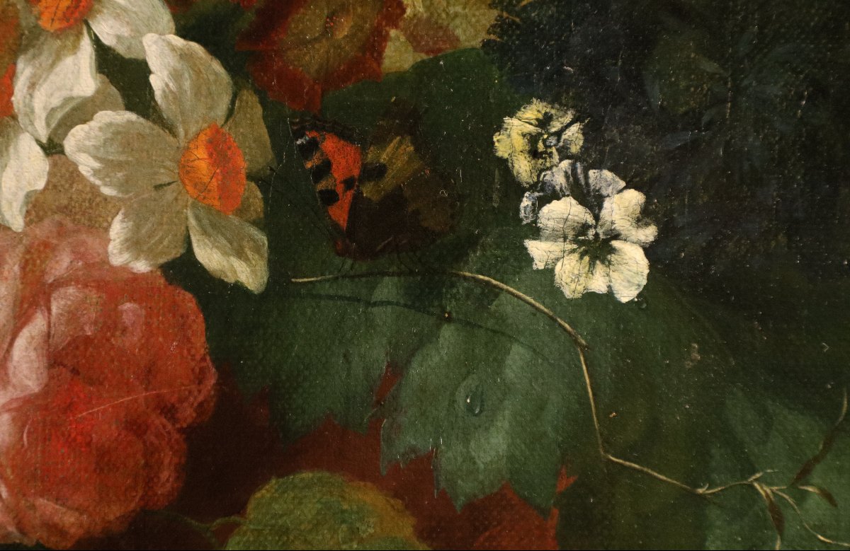 Vaso di fiori con farfalle in una nicchia, Jan Van Huysum (Amsterdam 1682 - 1749)-photo-3