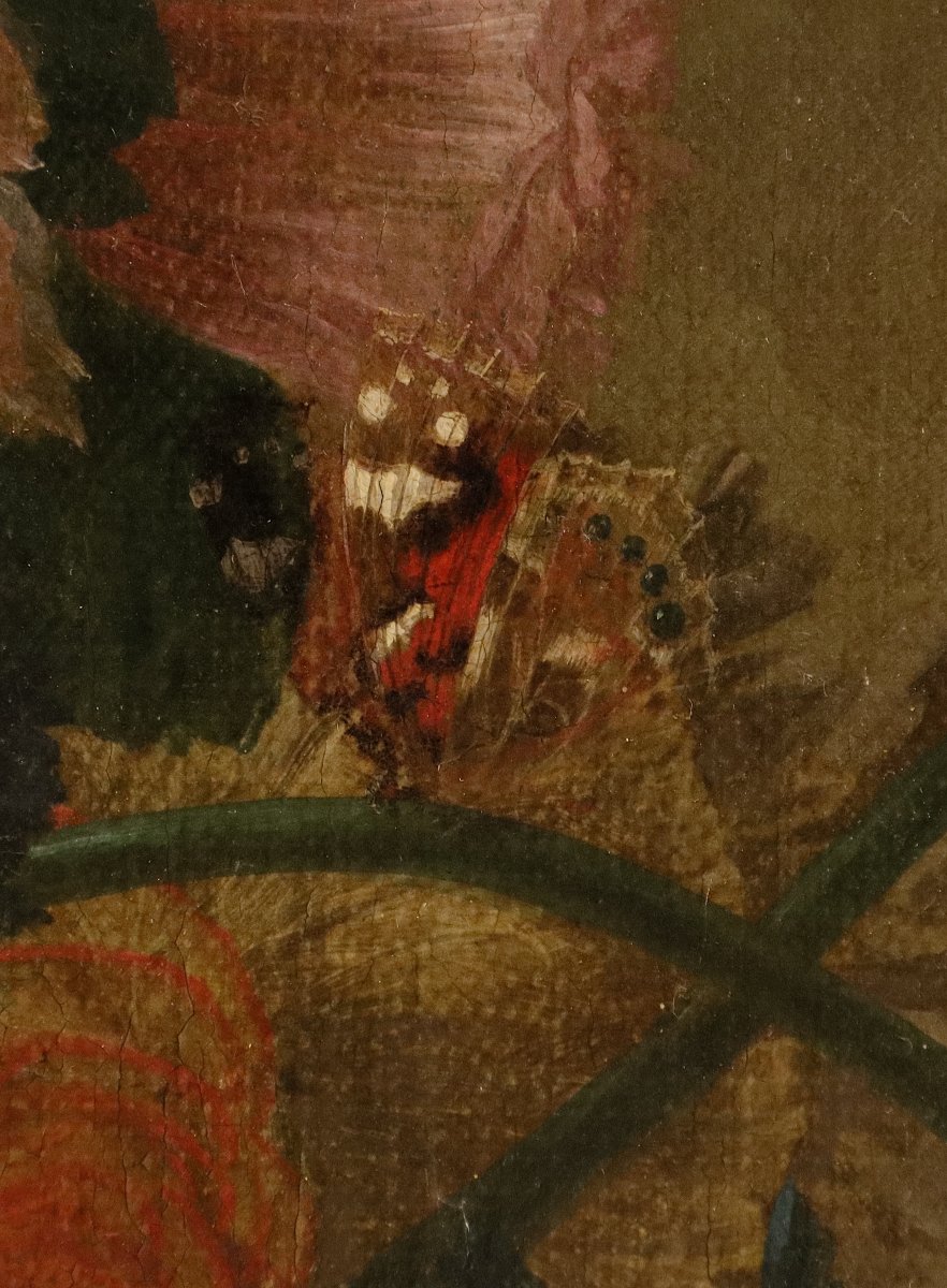 Vaso di fiori con farfalle in una nicchia, Jan Van Huysum (Amsterdam 1682 - 1749)-photo-4