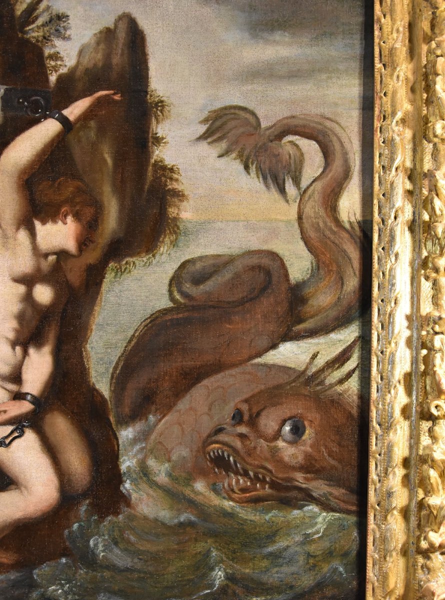 Agostino Carracci (1557-1602) Cerchia di, Andromeda e il mostro marino-photo-1
