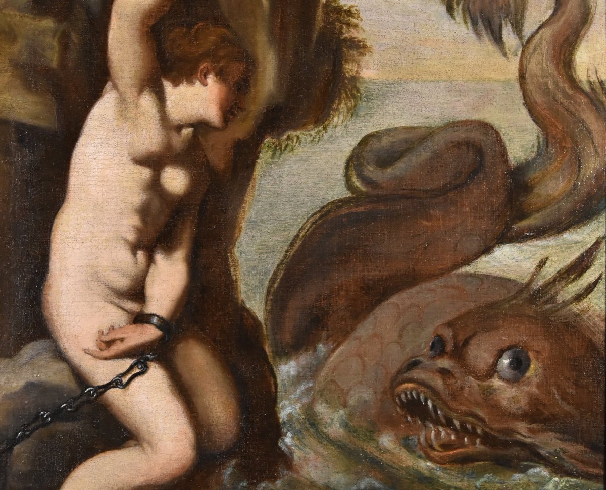 Agostino Carracci (1557-1602) Cerchia di, Andromeda e il mostro marino-photo-2