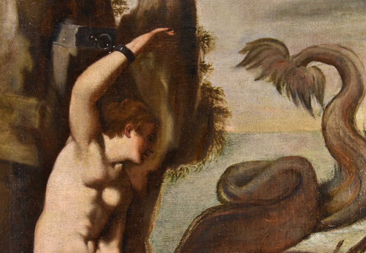 Agostino Carracci (1557-1602) Cerchia di, Andromeda e il mostro marino-photo-5