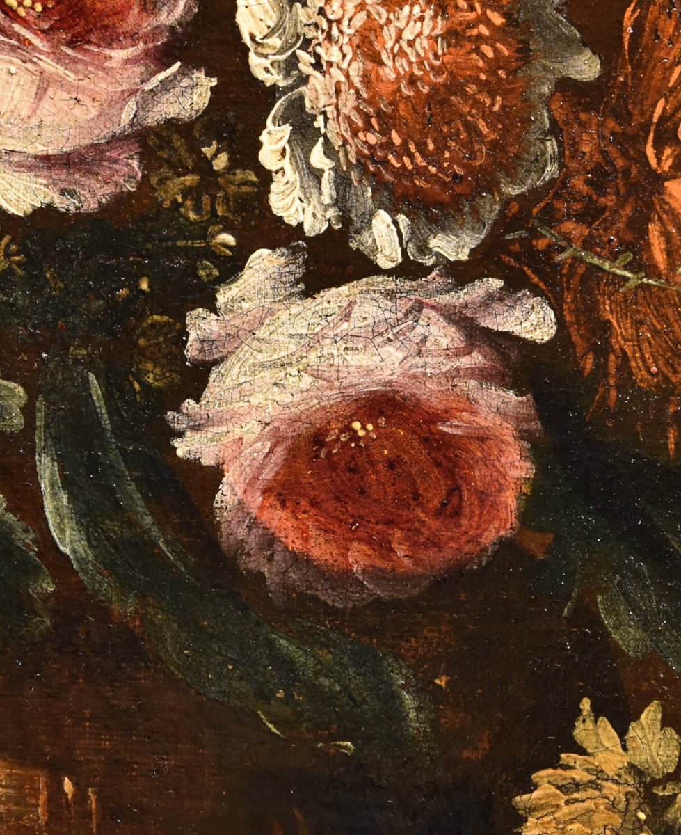 Andrea Scacciati (Firenze 1642–1710) Composizione di fiori entro vaso sbalzato (1 di 3)-photo-4