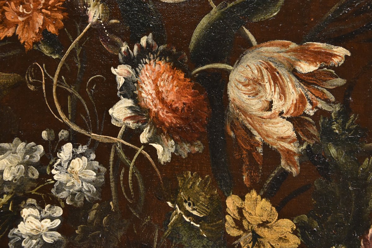 Andrea Scacciati (Firenze 1642–1710) Composizione di fiori entro vaso sbalzato (1 di 3)-photo-7