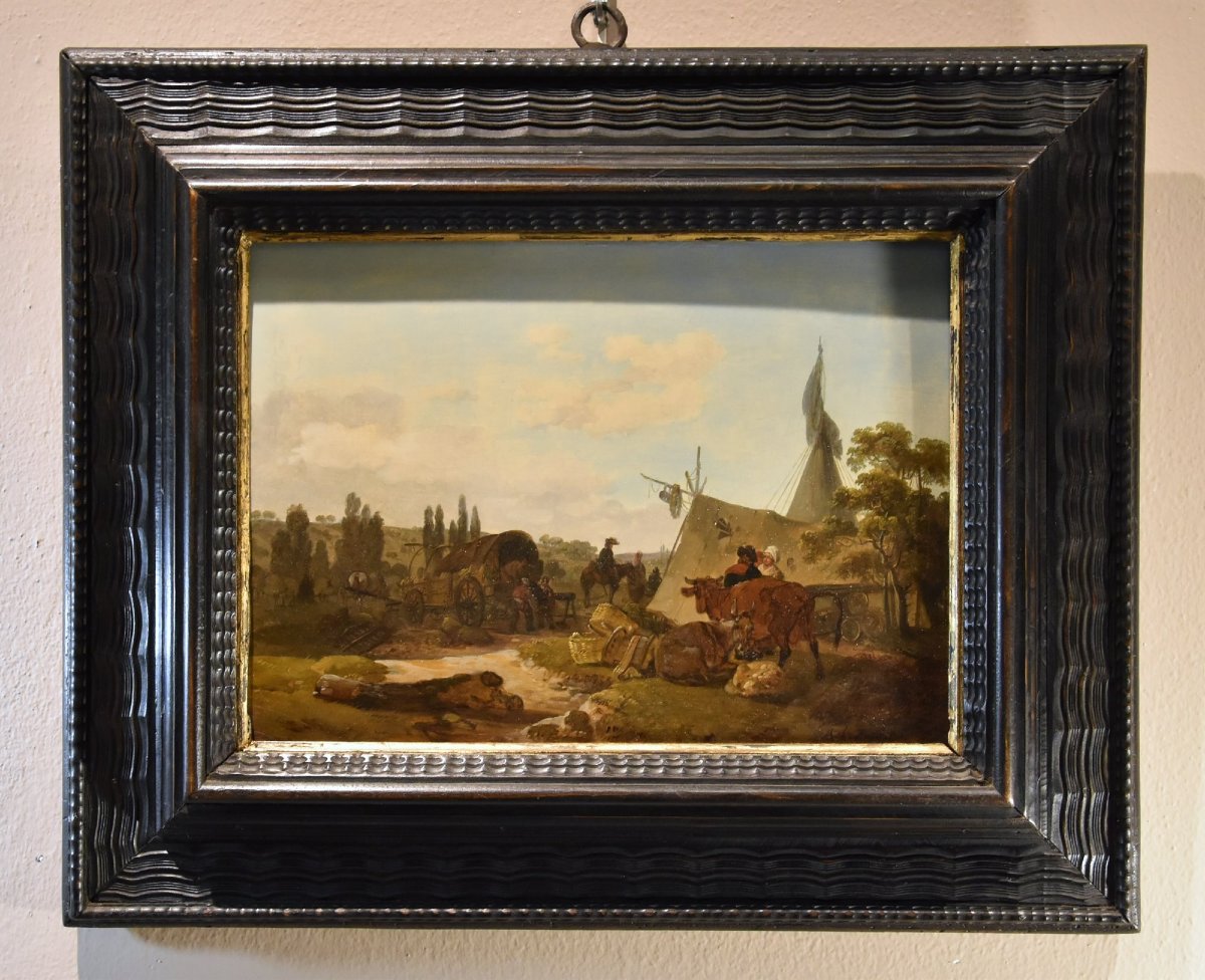 Claude Michel Duplessis (Versailles XVIII sec.), Coppia di dipinti con cavalieri-photo-4
