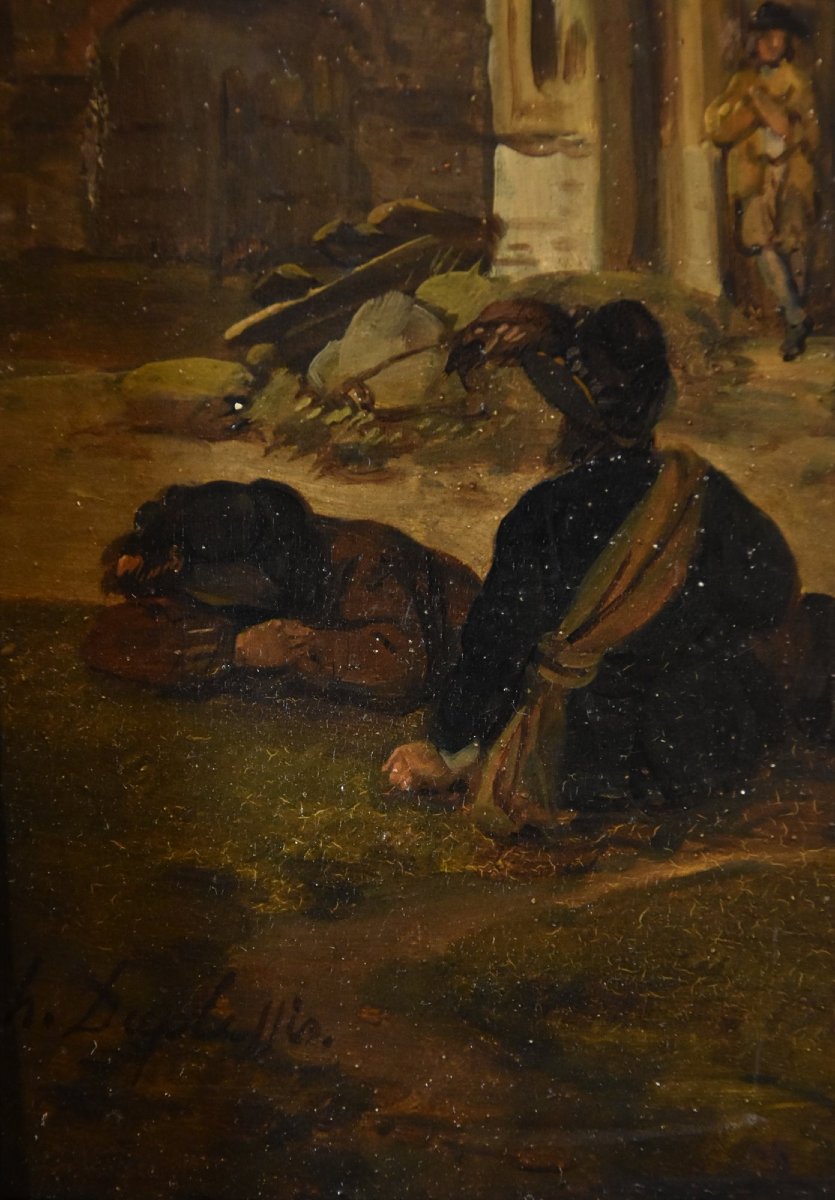 Claude Michel Duplessis (Versailles XVIII sec.), Coppia di dipinti con cavalieri-photo-7
