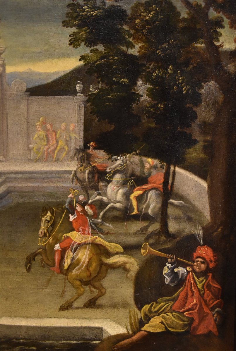 Giardino rinascimentale con festa cavalleresca, Isaac de Moucheron (Amsterdam 1667-1744) cerc-photo-2