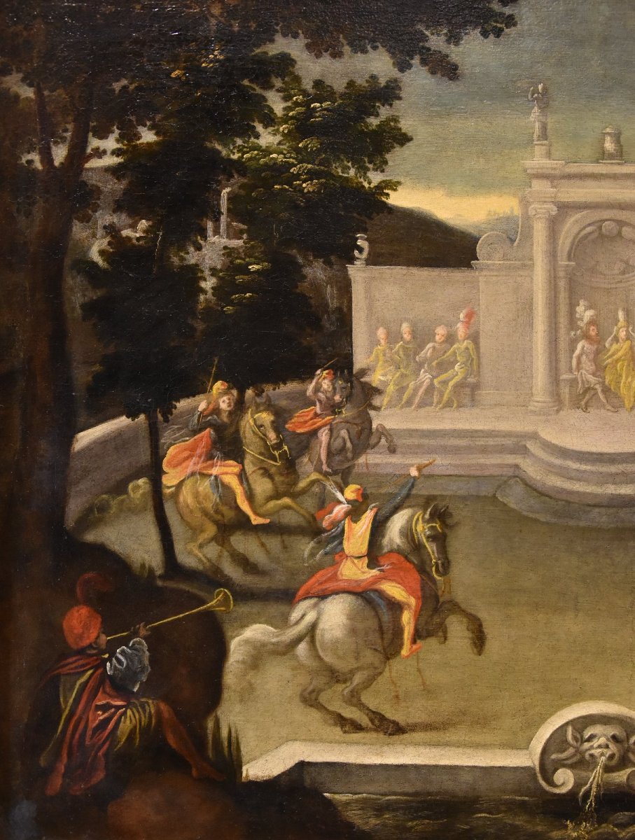 Giardino rinascimentale con festa cavalleresca, Isaac de Moucheron (Amsterdam 1667-1744) cerc-photo-3