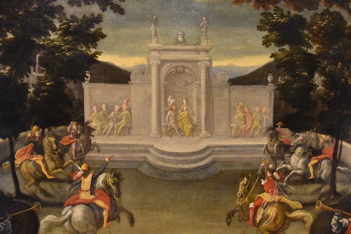 Giardino rinascimentale con festa cavalleresca, Isaac de Moucheron (Amsterdam 1667-1744) cerc-photo-5