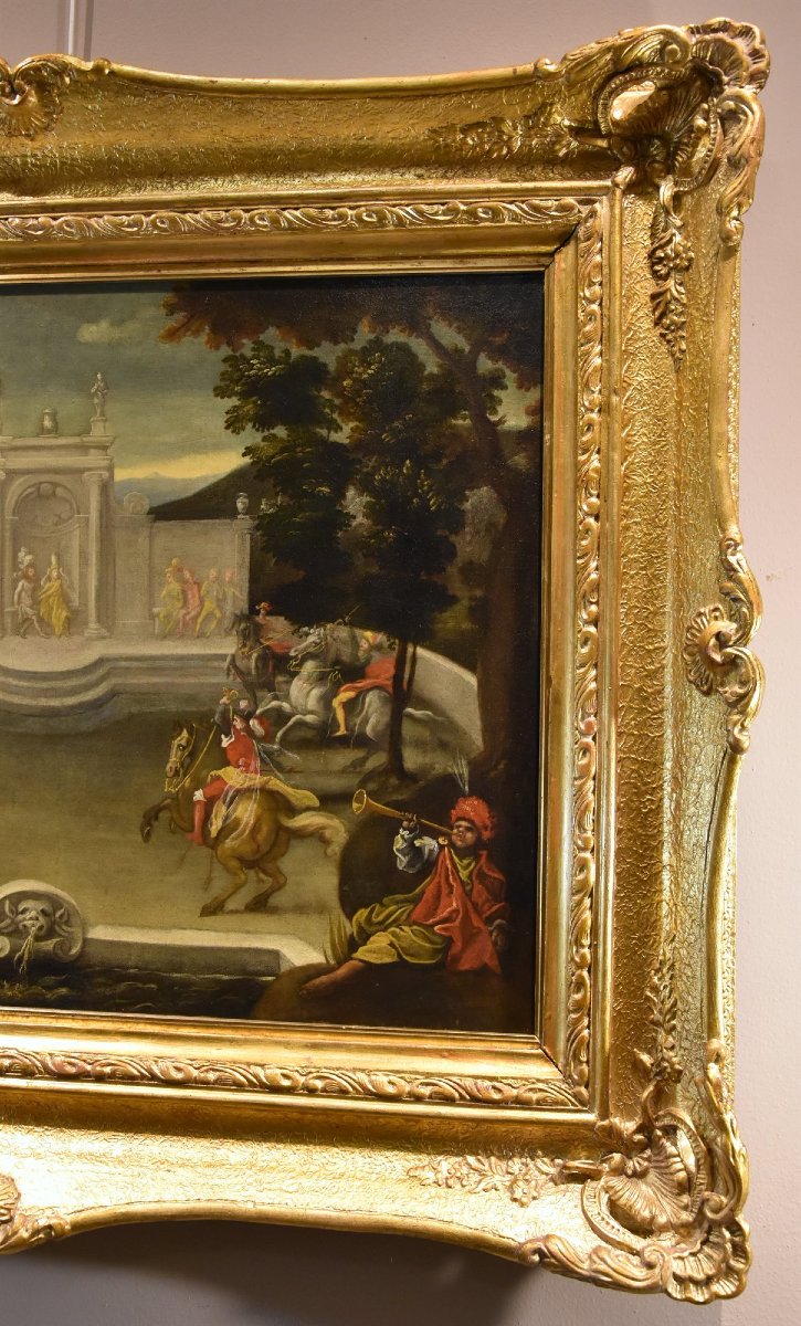 Giardino rinascimentale con festa cavalleresca, Isaac de Moucheron (Amsterdam 1667-1744) cerc-photo-7