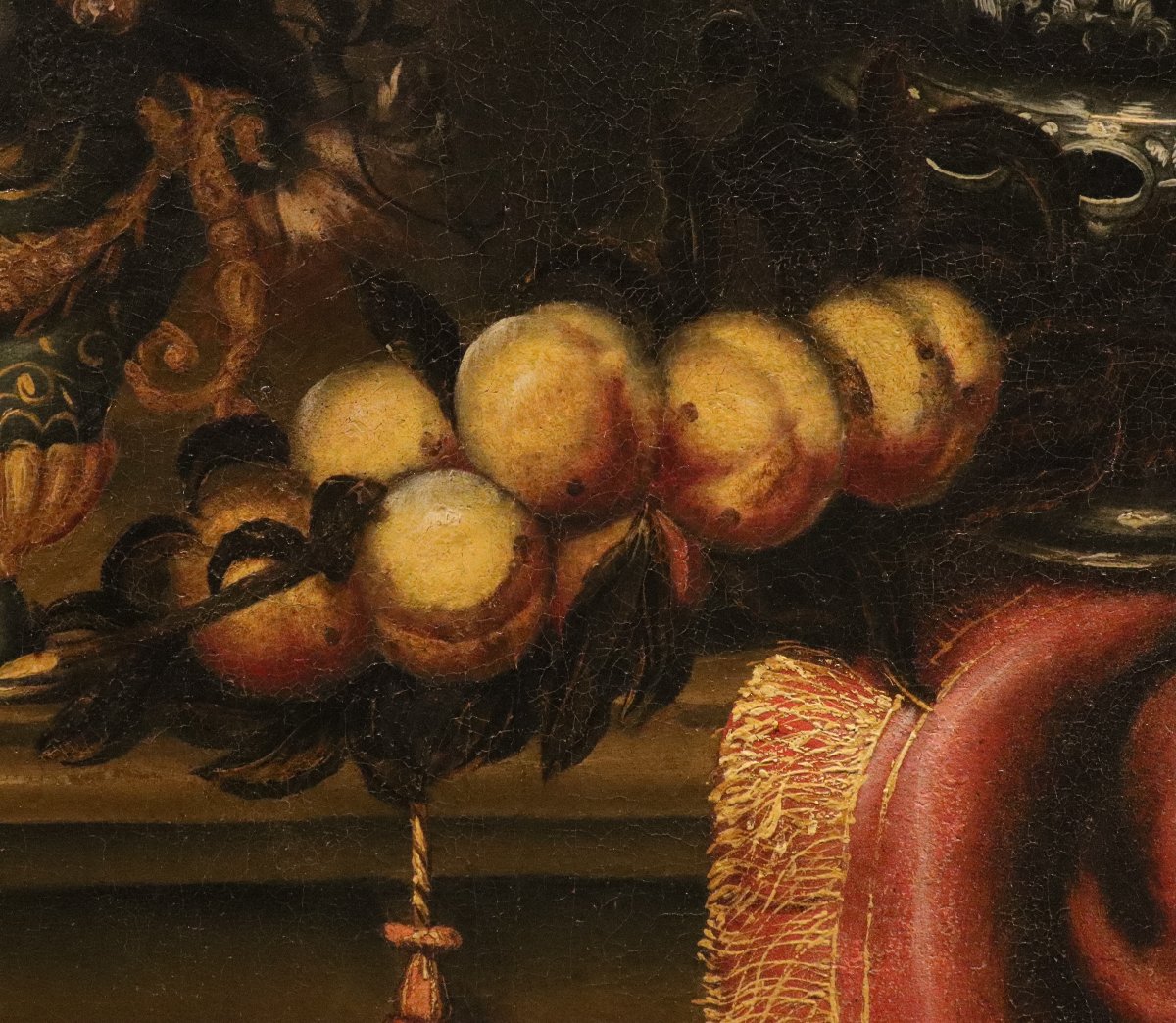 Antonio Tibaldi (Roma 1635 - 1675), Natura morta con vaso di fiori, frutta ed oggetti preziosi-photo-6