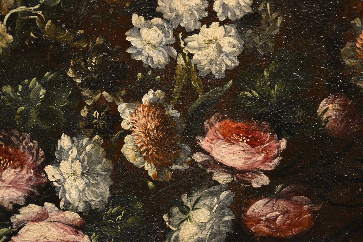 Andrea Scacciati (Firenze 1642 – 1710) Composizione di fiori entro vaso sbalzato (3 di 3)-photo-1