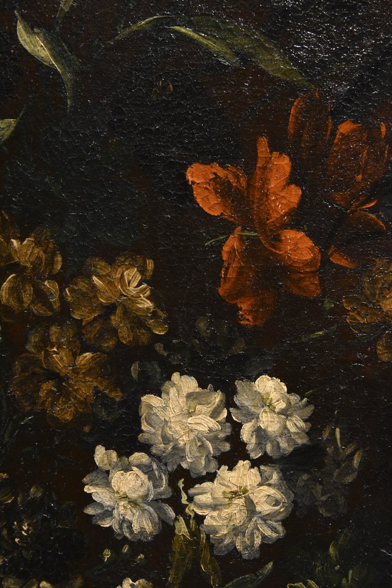 Andrea Scacciati (Firenze 1642 – 1710) Composizione di fiori entro vaso sbalzato (3 di 3)-photo-5