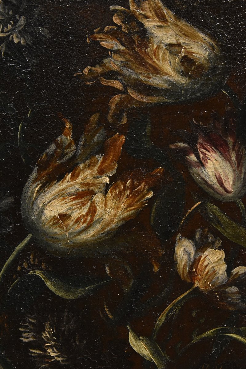 Andrea Scacciati (Firenze 1642 – 1710) Composizione di fiori entro vaso sbalzato (3 di 3)-photo-6