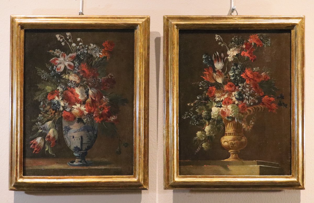 Coppia di nature morte di fiori, Francesco Lavagna (Napoli, 1684 - 1724)