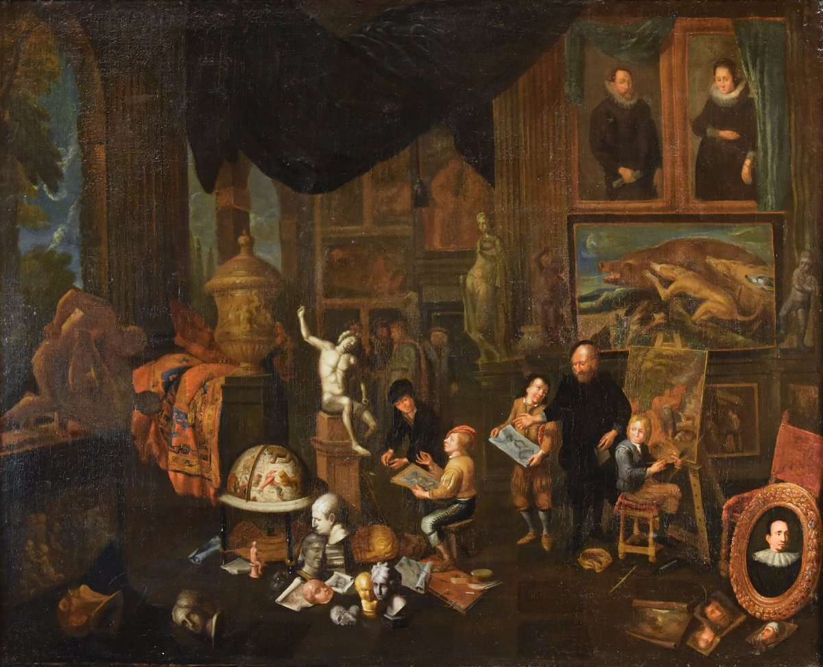 Lo studio dell’artista, Gerard Thomas (Anversa 1663-1720) Attribuibile a