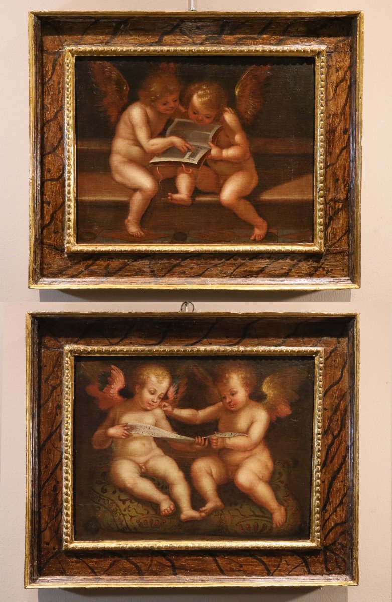 Angeli con cartiglio/ Angeli con libro, Guglielmo Caccia 'il Moncalvo' 