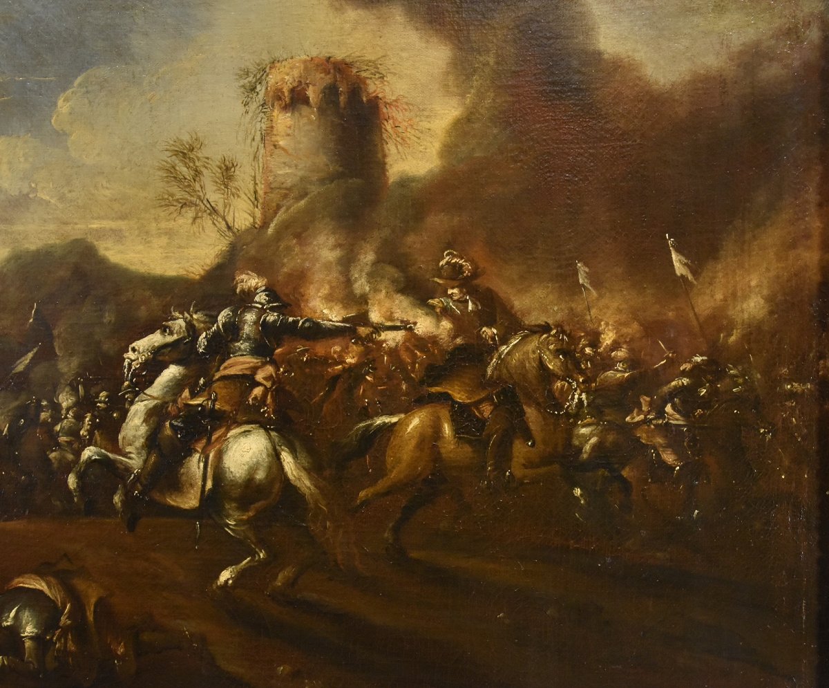 Battaglia con scontro tra cavalieri, Francesco Graziani (attivo a Napoli e Roma, XVII secolo)-photo-1