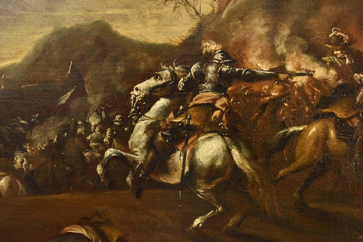 Battaglia con scontro tra cavalieri, Francesco Graziani (attivo a Napoli e Roma, XVII secolo)-photo-2