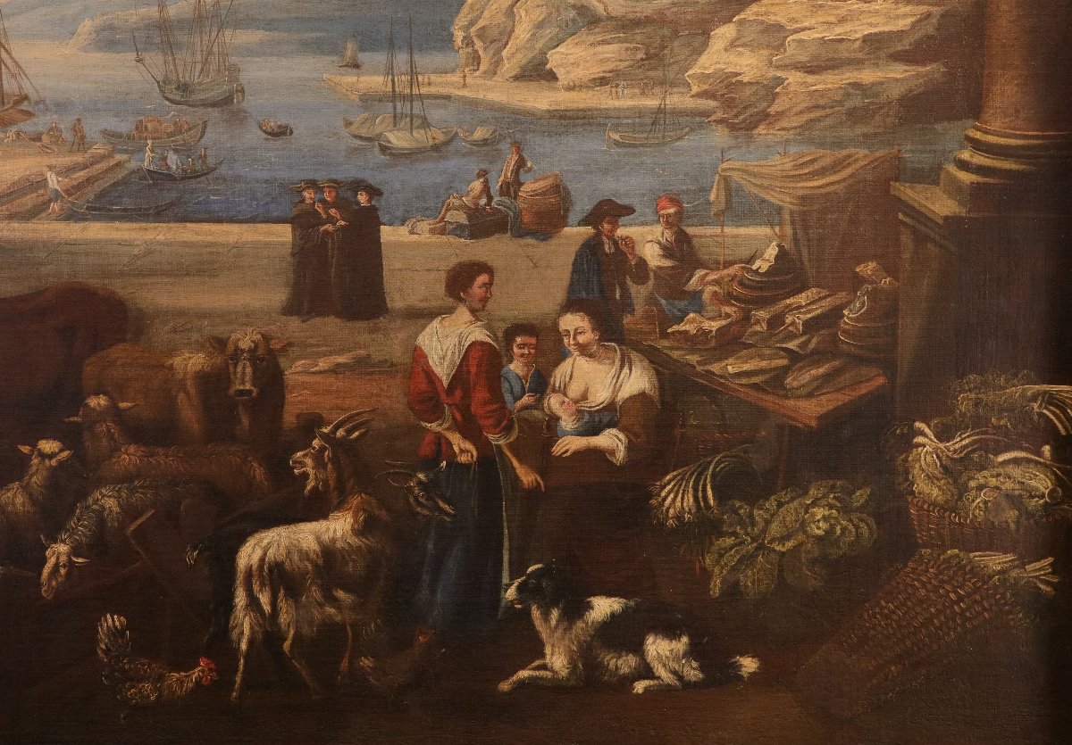 Veduta fantastica di un porto mediterraneo, Peter Bolckman (Gorinchem, 1640 – Torino 1710)-photo-3