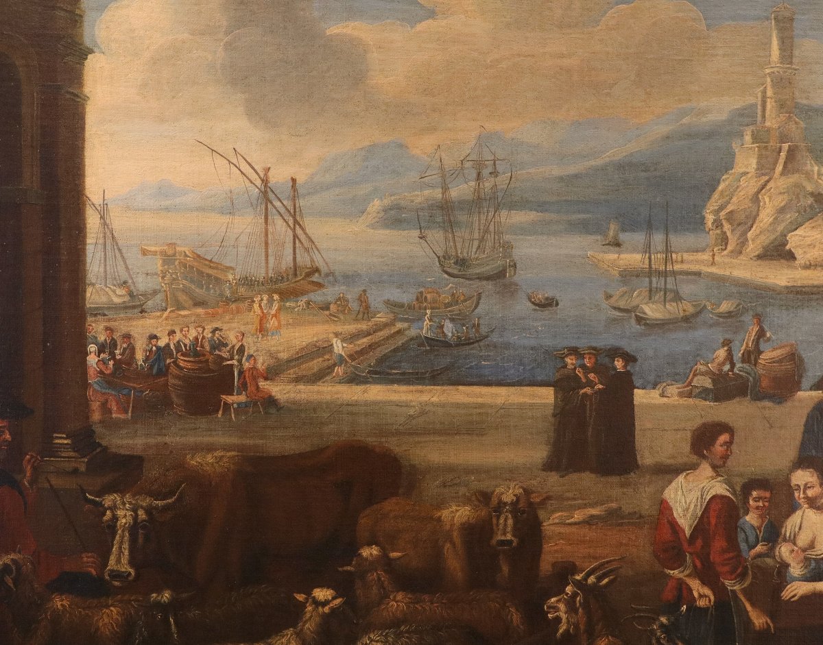 Veduta fantastica di un porto mediterraneo, Peter Bolckman (Gorinchem, 1640 – Torino 1710)-photo-5