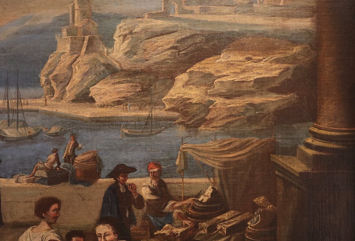 Veduta fantastica di un porto mediterraneo, Peter Bolckman (Gorinchem, 1640 – Torino 1710)-photo-6