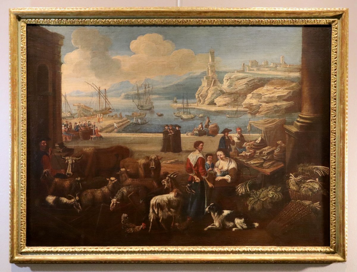 Veduta fantastica di un porto mediterraneo, Peter Bolckman (Gorinchem, 1640 – Torino 1710)