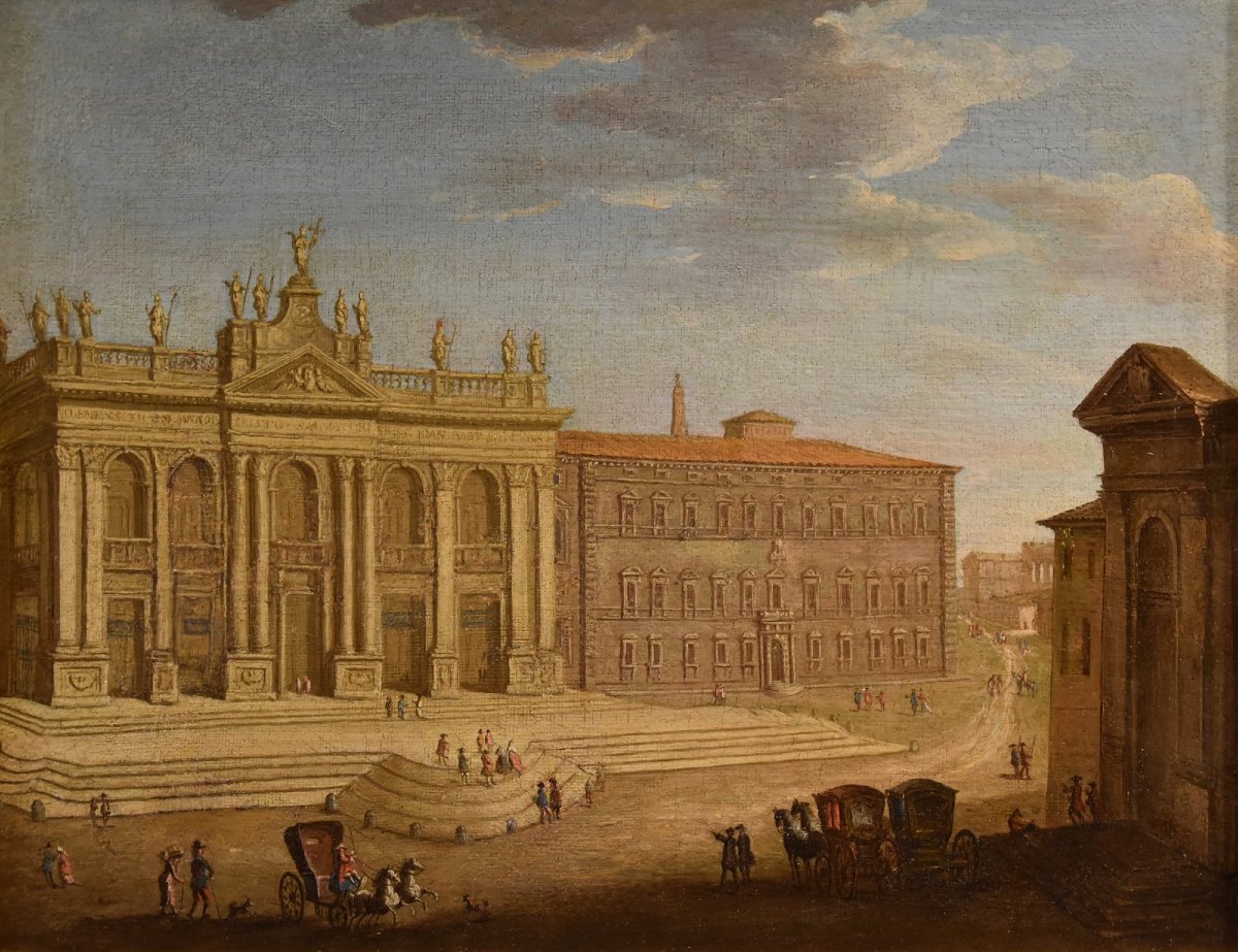 Veduta di Roma con San Giovanni in Laterano, Giacomo Van Lint (Roma 1723 - 1790) Attr.-photo-3